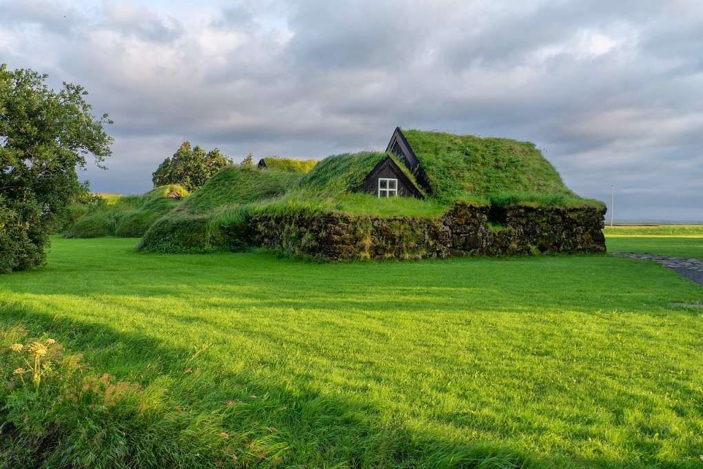 Turf house near the Ring Road in Iceland