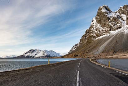a car driving on iceland's road