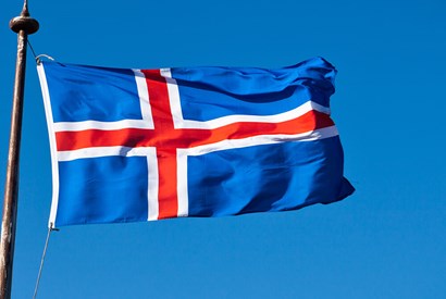 Icelandic Flag Blowing in the Wind