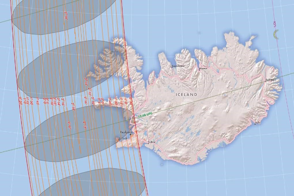 Solar Eclipse Path in Iceland in 2026