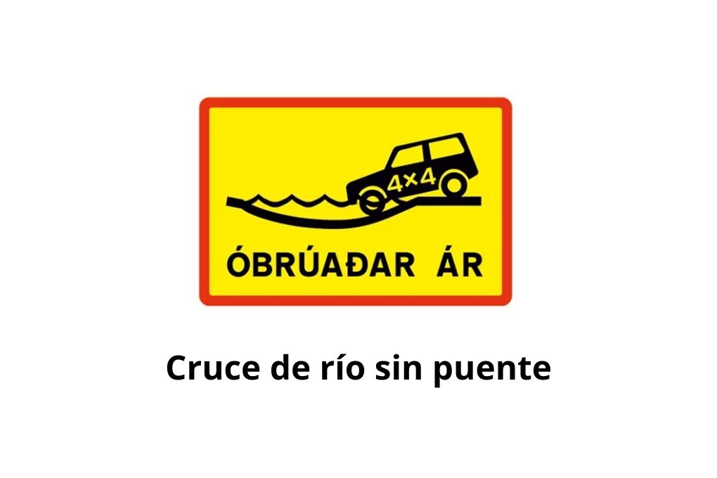 Señal de cruce de río en Islandia