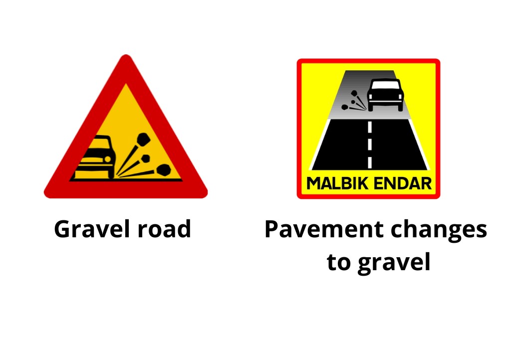 Gravel road signs in Iceland