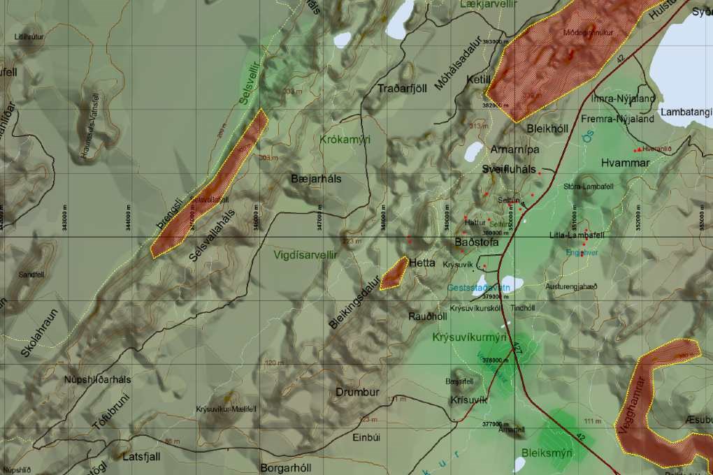 Iskort map example in Iceland