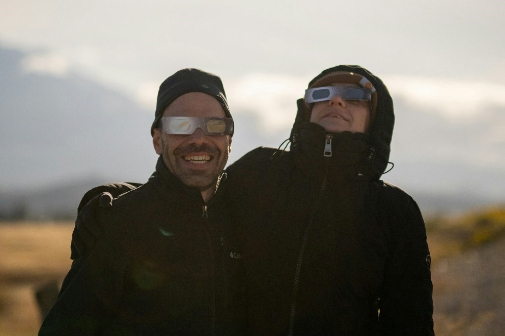 You need to wear some protective glass if you watch at the sun during partial solar eclipse