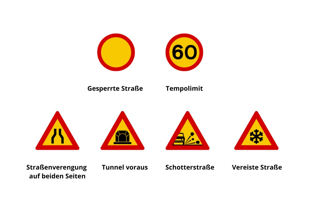 Typische Straßenschilder in Island